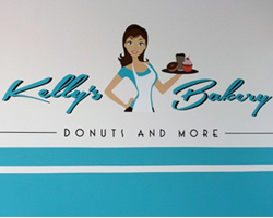 Kelly's Bakery Logo on Shop Wall