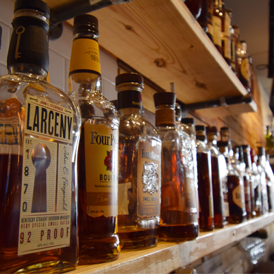 Bourbon's Kitchen bourbon wall