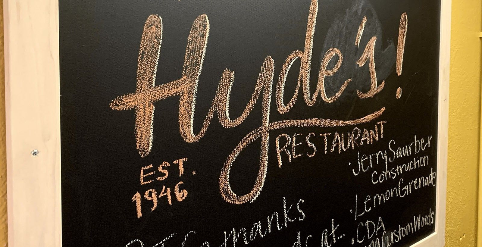 Hyde's Restaurant Chalkboard